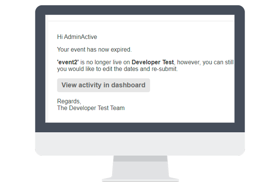 Activity expired email notification