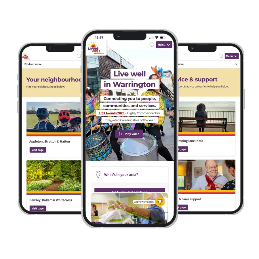 Living Well Warrington shortlisted for two HSJ Digital awards